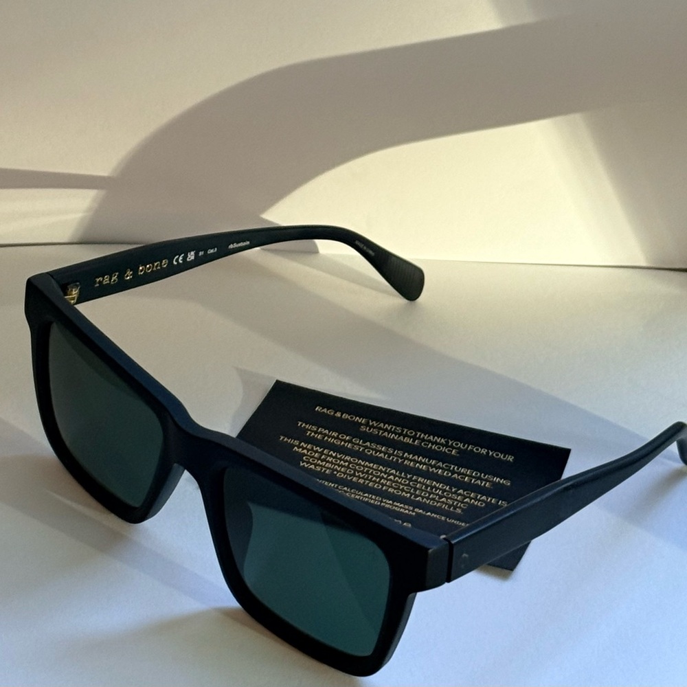 Matte Black Rectangular Rag & Bone Sunglasses - image 4